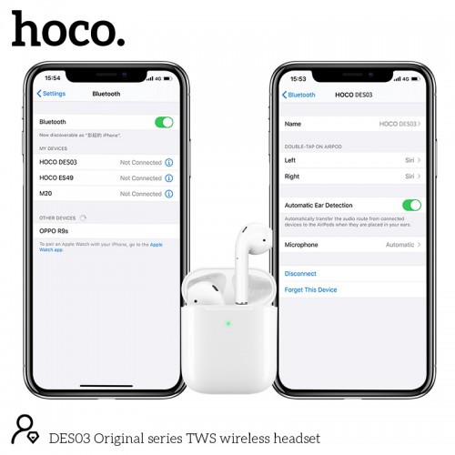 Tai Nghe Bluetooth TWS Hoco DES03 - Định Vị, Đổi Tên ,Nghe Nhạc Liên Tục 3-5 giờ, Bluetooth 5.0 - Bảo Hành 6 Tháng