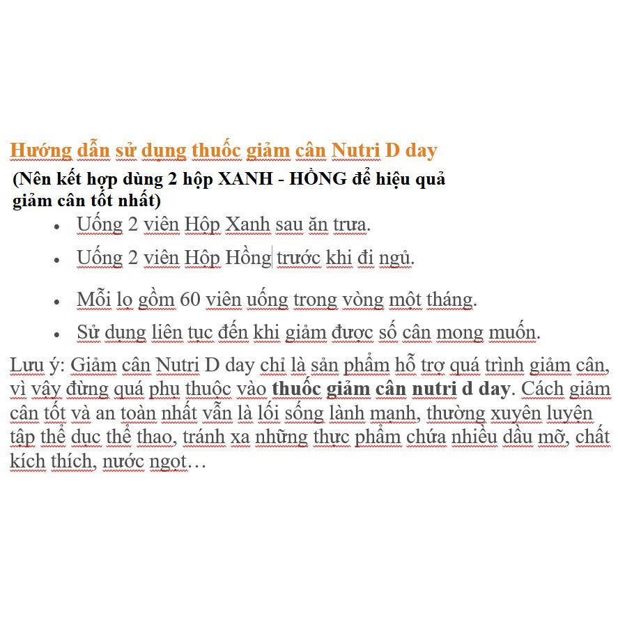 Viên Uống Giảm Cân Hiệu Quả NUTRI D-DAY DIET Hàn Quốc 60V | BigBuy360 - bigbuy360.vn