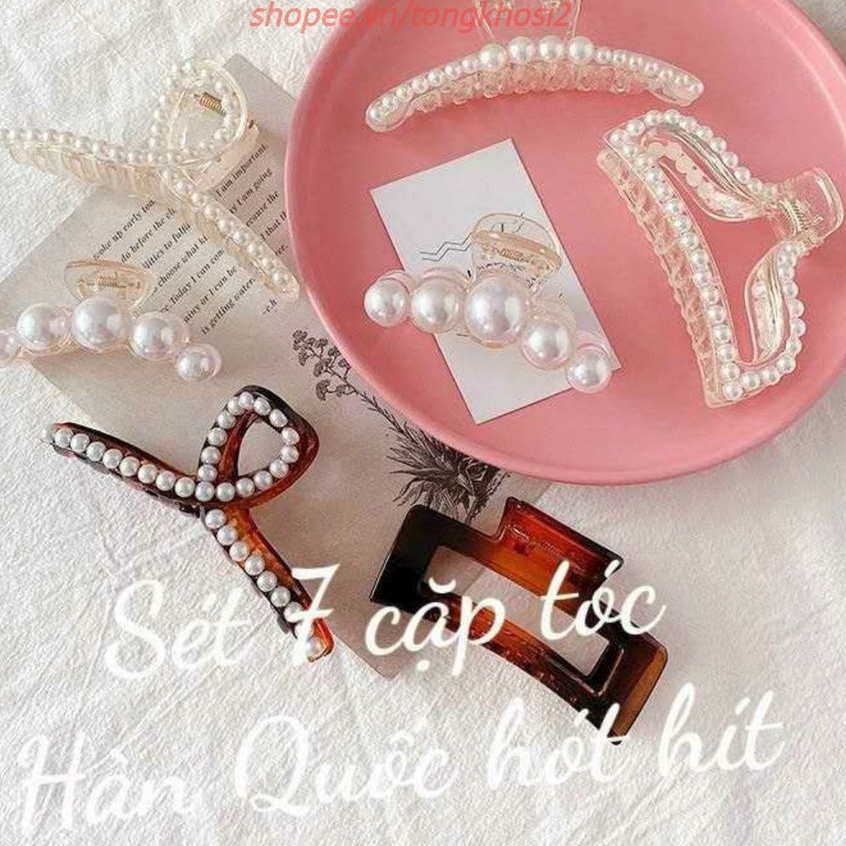 Sét Kẹp/Cột/Buộc Tóc 7 Chi Tiết Cho Nữ Tặng Kèm Túi Zip Xinh ❤️ 𝗚𝗜𝗔𝗗𝗨𝗡𝗚𝗛𝗔𝗡𝗢𝗜𝟯𝟵 ❤️