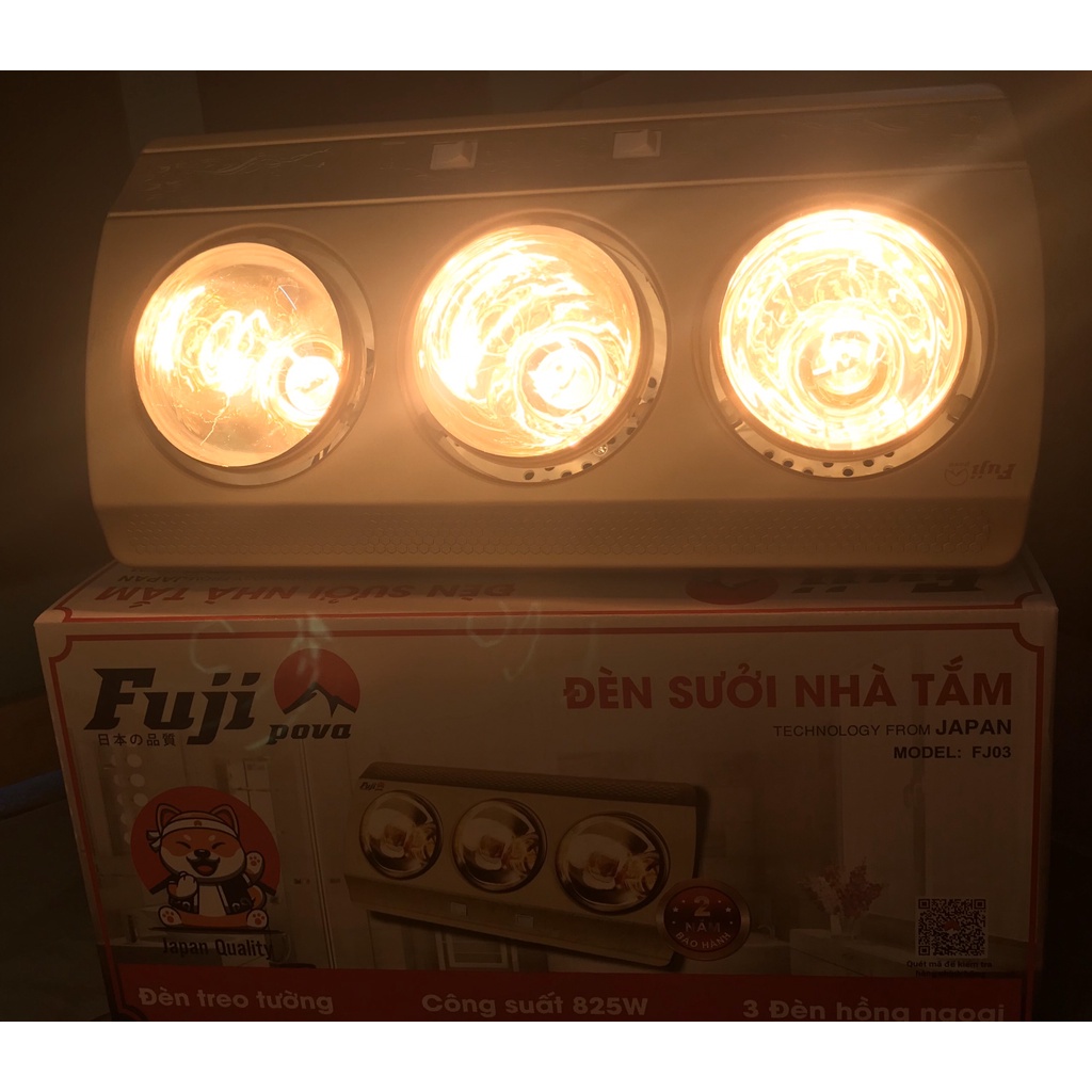 Đèn sưởi nhà tắm - đèn sưởi hồng ngoại Fuji Pova sưởi ấm nhanh, chống bỏng, chống loá  [BH 12 tháng]