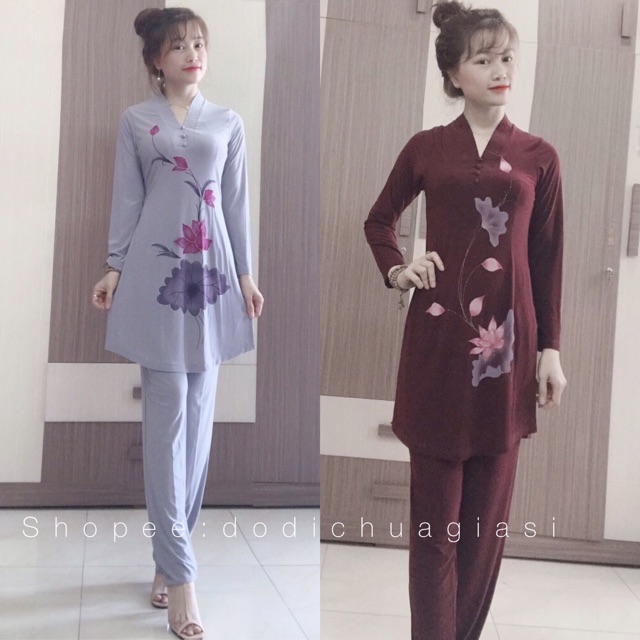 Đồ Lam Đi Chùa # CTân Lở Hoa In # Đồ Bộ # Quần Áo Nữ
