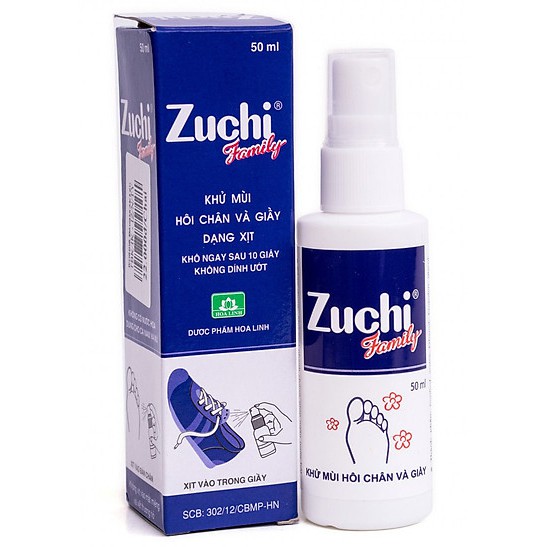 Chai xịt khử mùi hôi chân và xịt giày Zuchi 50ml, khô nhanh, không nhờn, không hại da,khử mùi hôi tức thì,chống hôi chân