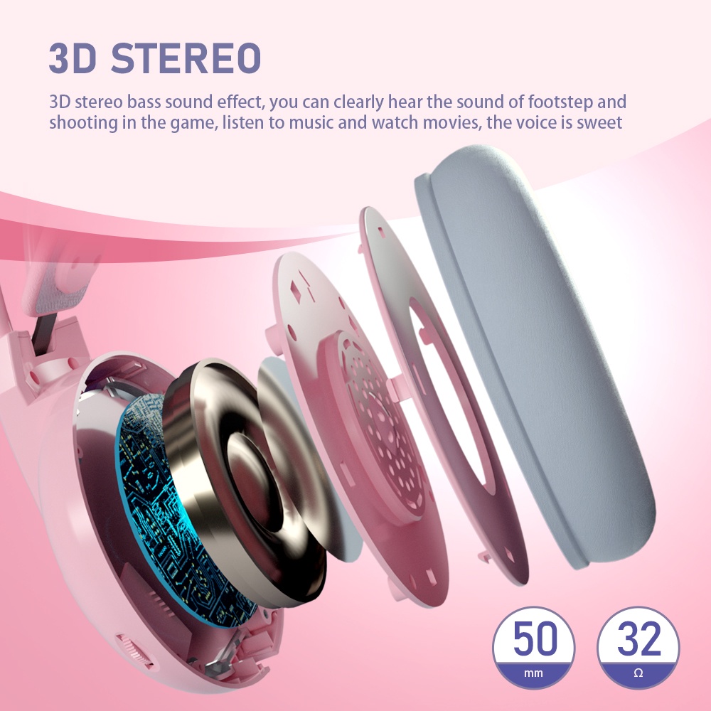 Tai Nghe mèo Chụp Tai Gaming Có Mic Có dây Máy Tính Chơi Game Chuyên Dụng Màu Hồng tai mèo Có Đèn Led Nhiều Màu Gameming headphone co day con mèo Pink gamming headset PC tai nge Cute nữ trẻ em tai ngh