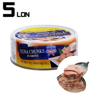 Combo x5 Hộp Cá Ngừ Ngâm Muối SeaCrown Thái Lan 140g/Hộp, Vị Mặn, Bùi, Thơm, Ăn Liền Với Cơm, Bánh Mì