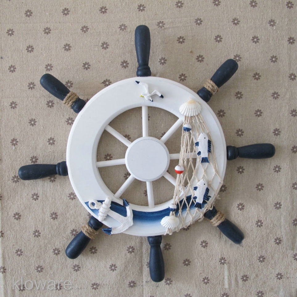 Bánh Lái Biển Bằng Gỗ 6 &quot;Treo Tường Trang Trí Phong Cách Bắc Âu
