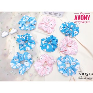Cột tóc vải scrunchies hoạ tiết mây