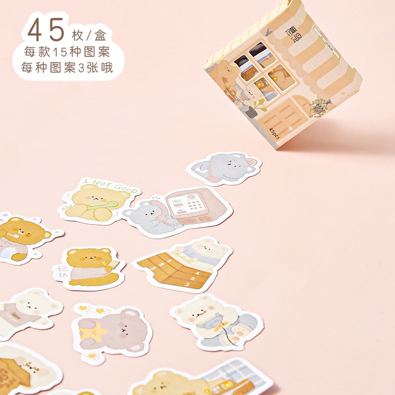 Hộp 45 miếng hình dán trang trí hình ngôi nhà 6 kiểu dáng sáng tạo đẹp mắt