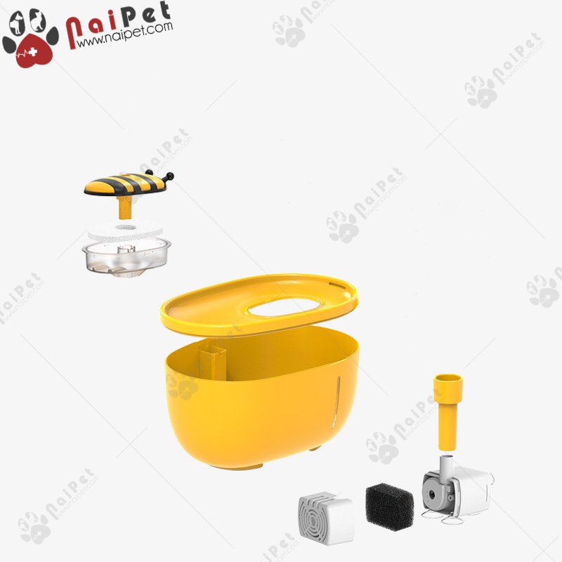 Máy Uống Nước Phun Và Lọc Tự Động Hình Ong Vàng Cho Chó Mèo Honey Bee Water Fountain 2.0 Lít MLN003