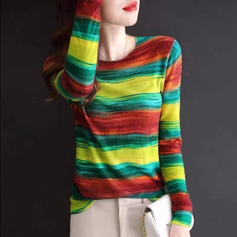 Áo Thun Tay Dài Cổ Tròn In Họa Tiết Phong Cách Phương Tây Thời Trang Mùa Thu Cho Nữ LAY6