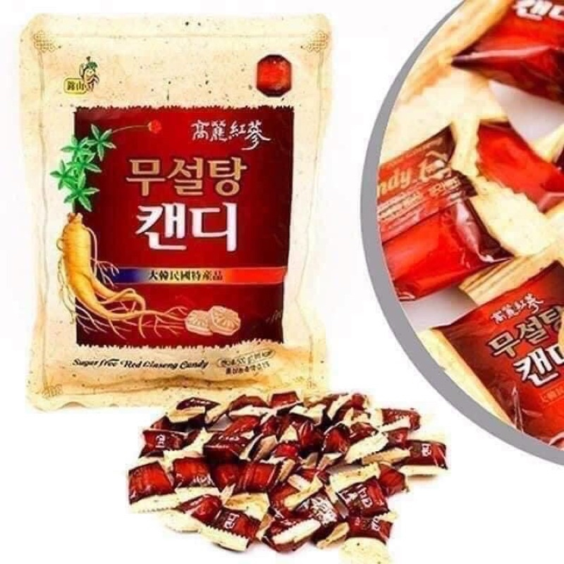 Kẹo hồng sâm không đường Koryo Food Hàn quốc, Bịch 500gr