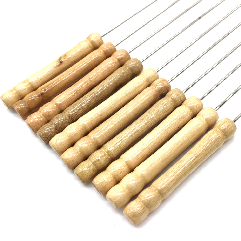 Bộ 10 xiên thịt nướng Ossayi bằng thép không gỉ cán gỗ