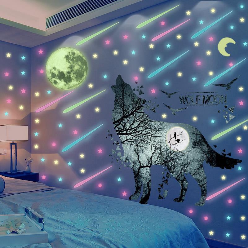 Miếng Dán Tường Hình Ngôi Sao 3d Màu Dạ Quang Trang Trí Phòng Ngủ Cho Bé
