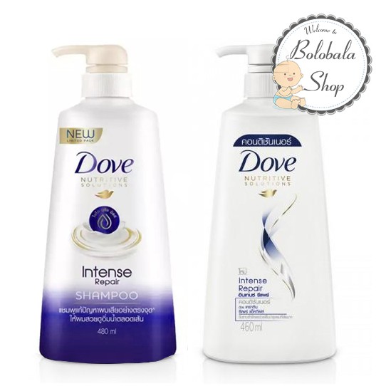 Dầu gội/ dầu xả  Dove Nutritive Solutions Intense Repair Thái Lan 460ml/480ml phục hồi tóc hư tổn