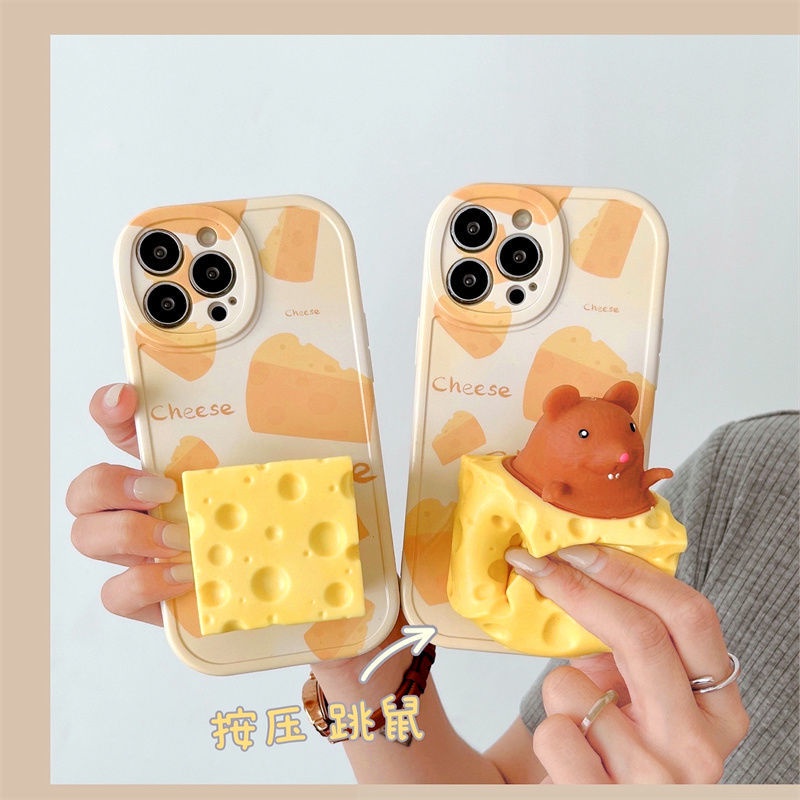 Ốp Điện Thoại Mềm Nén Khí In Hình Phô Mai/Chuột Vui Nhộn Bảo Vệ Cho iPhone13 12/11pro/xr/xsmax