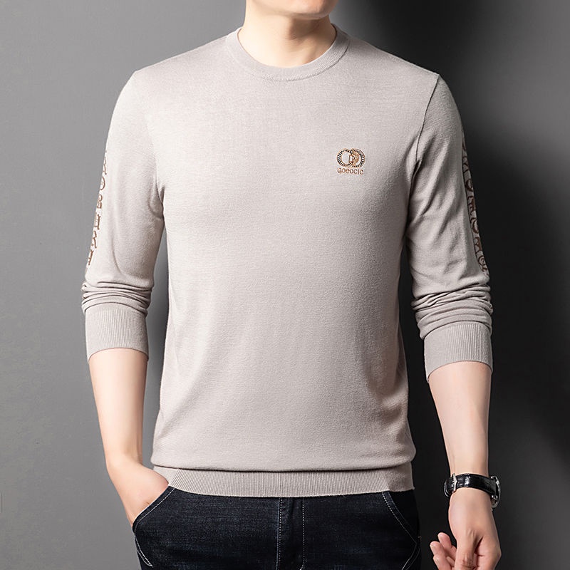 Áo sweater Tay Dài Chất cashmere Mỏng Nhẹ Màu Sắc Đơn Giản Thời Trang Xuân Thu Cho Nam Trung Niên