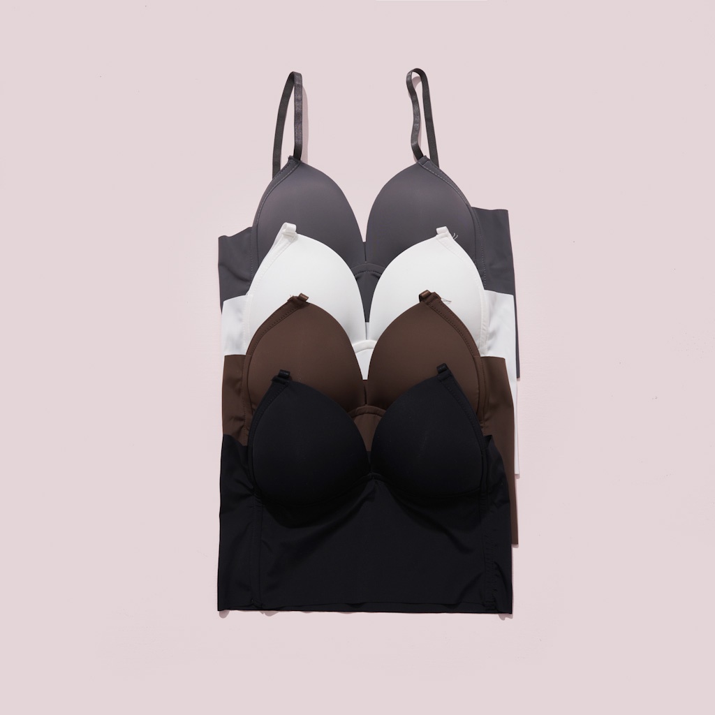 Áo 2 Dây Nữ Su Sbra Cup Cổ V Dáng Croptop Quyến Rũ Đệm Ngực Dáng Ôm 2D18