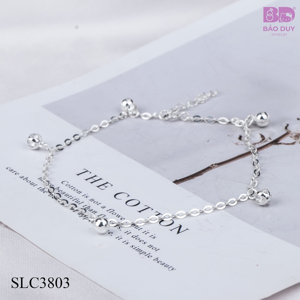 Lắc chân bạc nữ charm bi châu Bảo Duy Jewelry - SLC3803