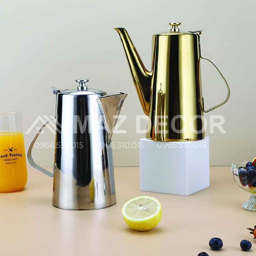 Giá sỉ tại xưởng Bình Ca đựng rót vòi dài cổ ngỗng pha trà cà phê đựng nước lọc 2 lít dày dặn sáng bóng