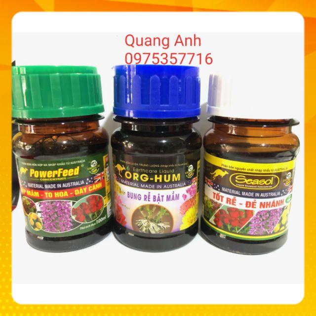 Bộ 3 Phân Bón Org - Hum - Power Feed - Seasol chai 100ml Siêu Kích Rễ - Bật Mầm - Kích Hoa đậu Quả