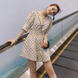 Jumpsuit họa tiết chấm bi form dáng đẹp, mặc hè siêu xinh