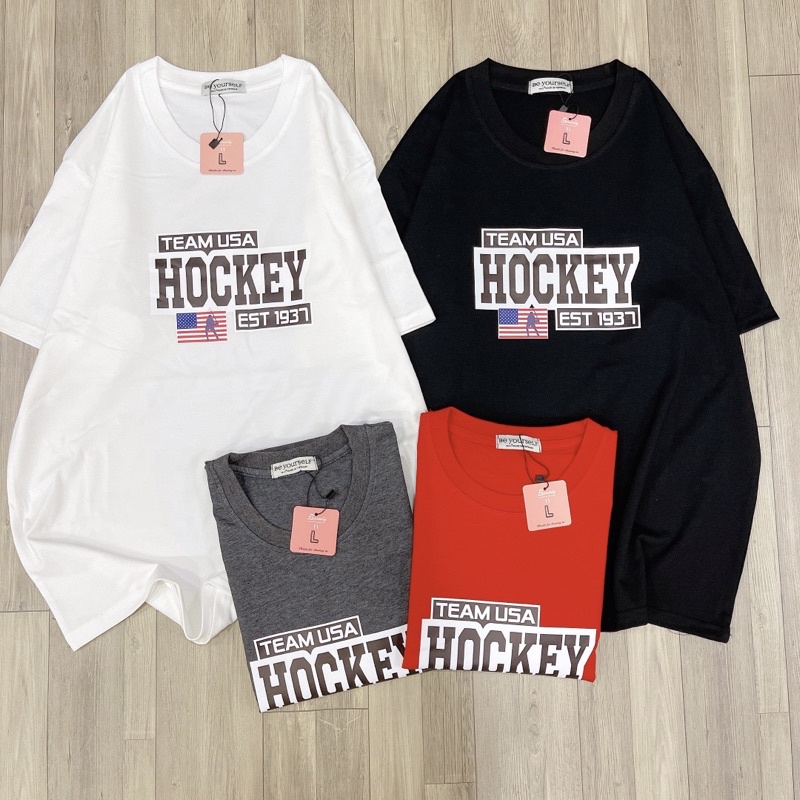 Áo Thun PHÔNG NAM NỮ UNISEX in Decal TEAM HOCKEY - Hình chụp thật