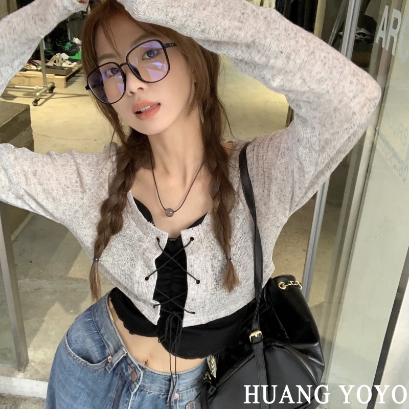 Set Áo Hai Dây Và Áo Khoác cardigan Thời Trang Hàn Quốc Cho Nữ