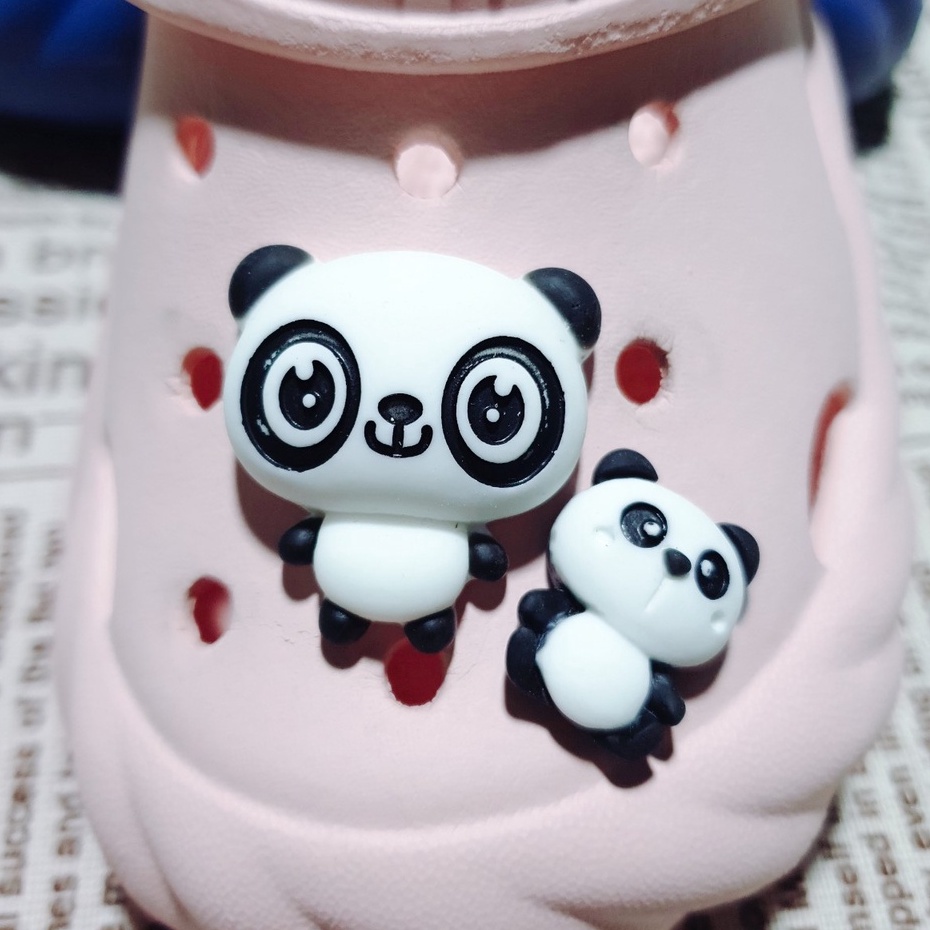 [ Gấu trúc panda ] Jibbitz/ sticker nhân vật Panda loại cứng gắn dép sục, dép crocz