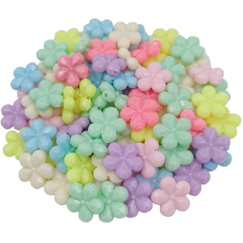 Bộ 20 hạt nhựa acrylic hình trái tim xâu lỗ nhiều màu dùng làm trang sức