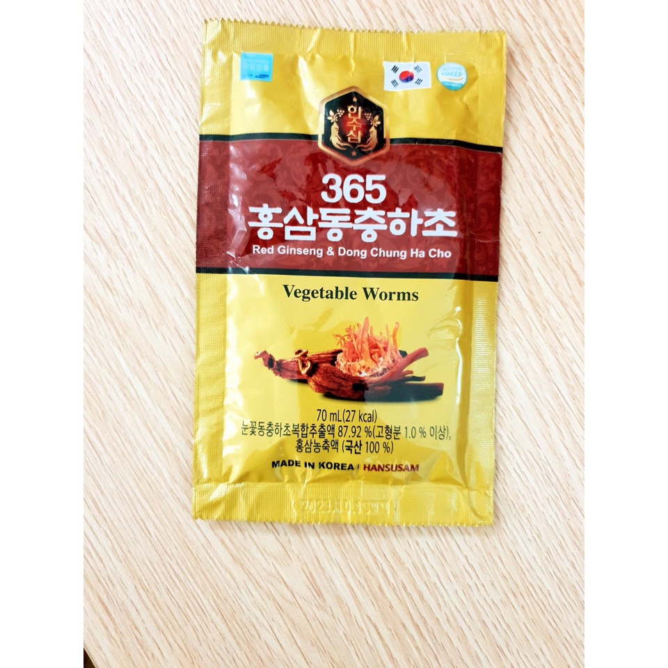 Nước Hồng Sâm Đông Trùng Hạ Thảo 365 Hansusan Hàn Quốc (Hộp 20 gói x 70ml) - Cực tốt cho sức khỏe