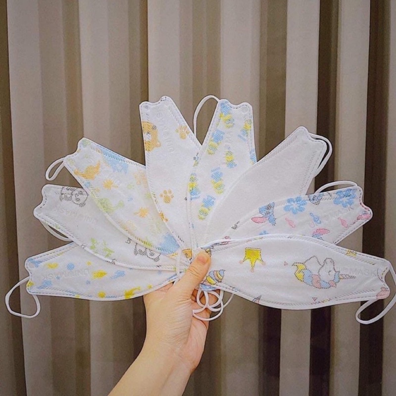 SET 10 chiếc khẩu trang trẻ em 2-10t 4 lớp KF94 UNI MASK giúp bé kháng khuẩn và chống bụi mịn