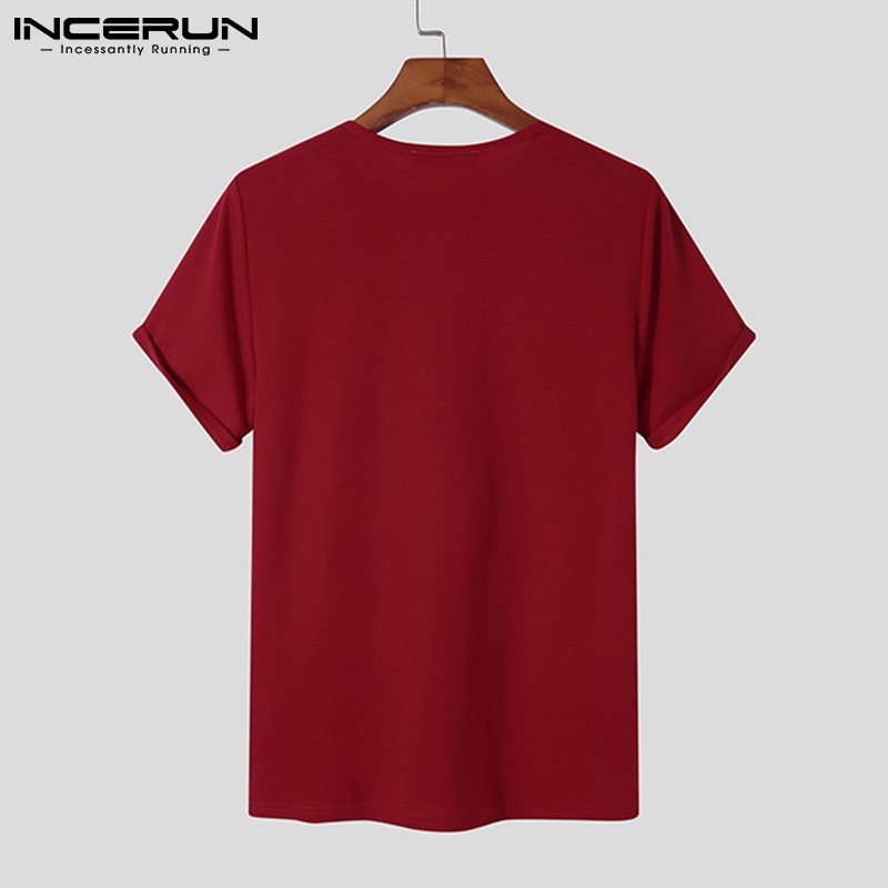 Áo thun INCERUN ngắn tay cài nút thời trang mùa hè 4 màu lựa chọn cho nam