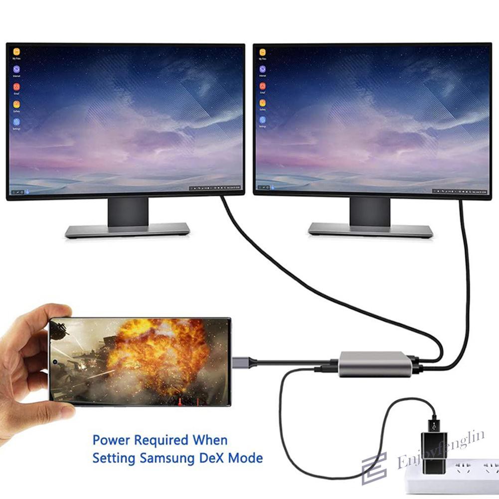 （En） TM401 USB C Hub 4 in 1 USB Type C to 2 4K HDMI-Compatible Ports USB 3.0 PD