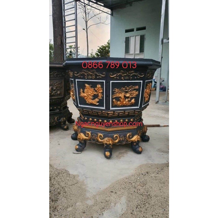 Khuôn Chậu bát giác 60 Rộng 60 cao 40 chân cao 17cm chất liệu nhựa abs