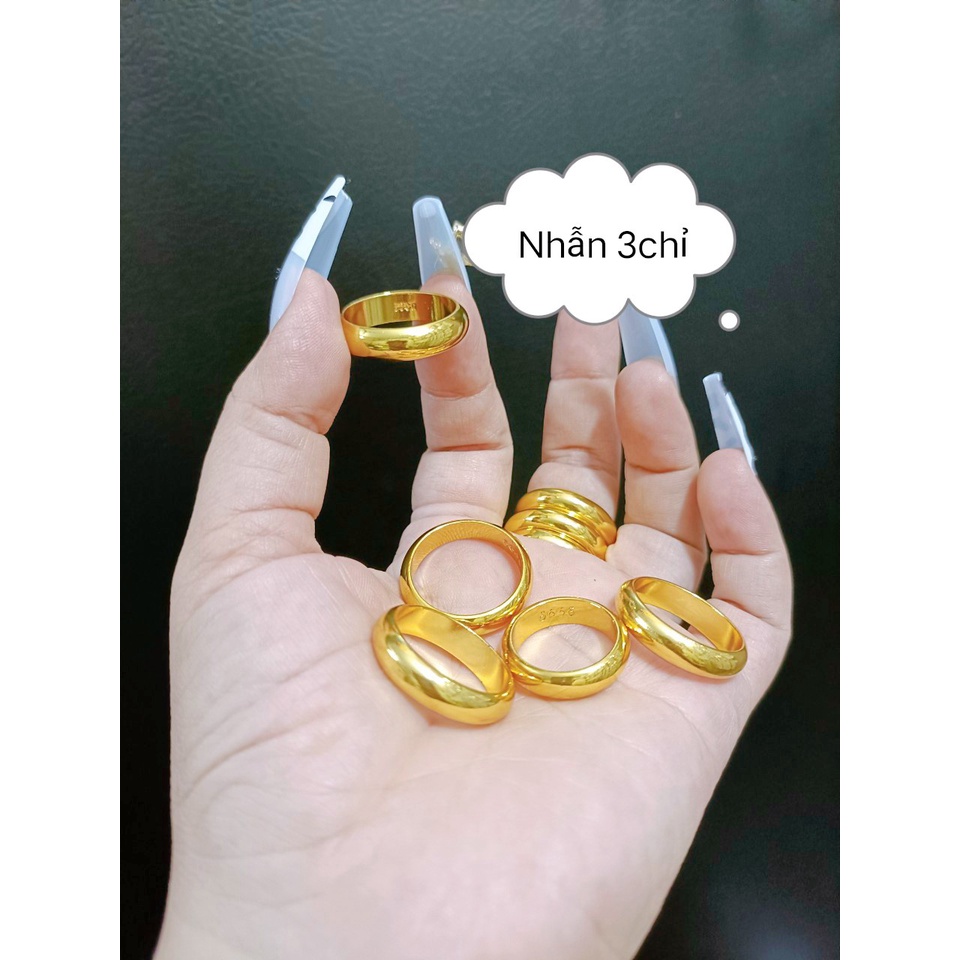Nhẫn  trơn 1.2.3.5  chỉ hàng nhập  khắc 9999 mạ 24k cưc hot