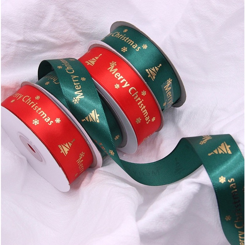 Cuộn dây ruy băng 25 yards in họa tiết giáng sinh màu đồng trang trí tiệc giáng sinh / halloween diy / giáng sinh