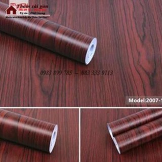 Decal giấy dán tường giả ván nâu đỏ khổ 60cm keo sẵn