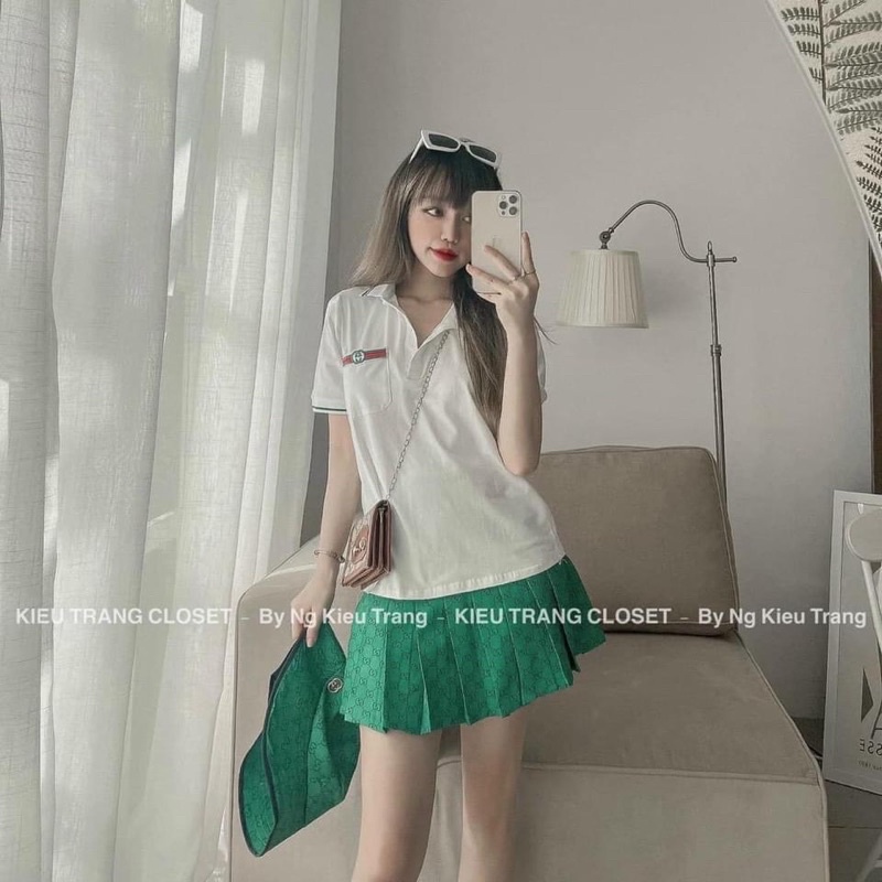 SET ÁO PHÔNG THÊU MIX CHÂN VÁY TENNIS GG SIÊU HOT