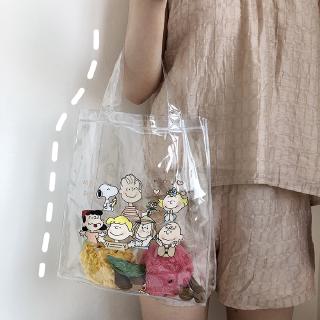 Viện nghiên cứu vui nhộn🔥Hàn Quốc Hàn Quốc ins Hoạt Hình Snoopy Túi Tote Chống Thấm Nước Charlie Brown Friends Họ PVC Trong Suốt Túi Thạch Túi Đi Biển Dung Tích Lớn Quạt Hàn Quốc Hoạt Hình Graffiti Túi Đeo Vai Thân Thiện Với Môi Trường