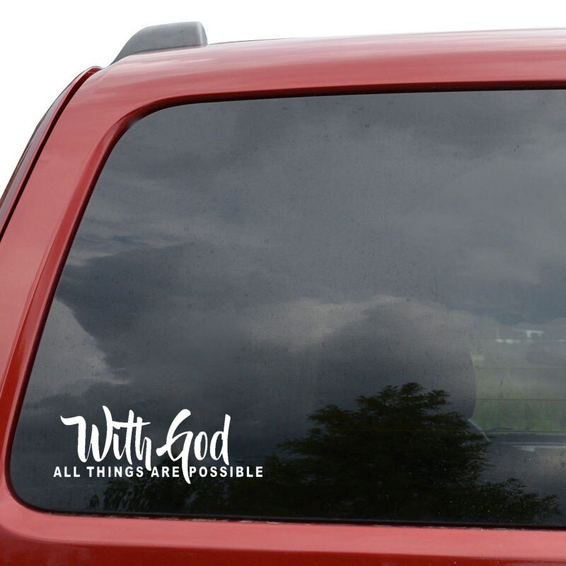 Decal Dán Cửa Sổ Xe Hơi In Chữ With God All Things Are Possible 15.5cmx5.8cm Thời Trang