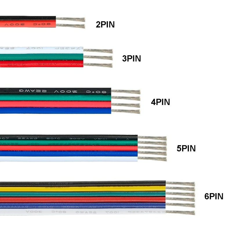 Dây điện nối LED 2Pin 3Pin 4Pin 5Pin 6Pin cho WS2812 3528 5050 RGB CCT loại (22AWG)