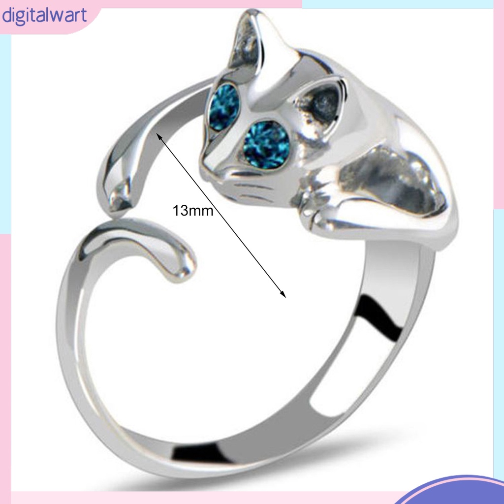 Nhẫn hợp kim đính đá nhân tạo thiết kế hình mèo đẹp mắt thời trang cho nữ