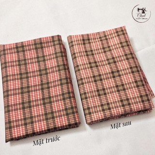 Vải may túi kẻ caro đỏ đen burberry