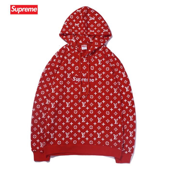 Áo Hoodie Cotton Unisex Thêu Chữ Supreme Thời Trang