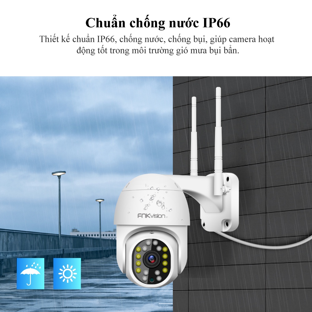 Yoosee Camera Ngoài Trời PTZ MINI Xoay 360° Chống Nước Fnkvision Full HD 5MP 16 Led Ban Đêm Trợ Sáng Đàm Thoại 2 Chiều