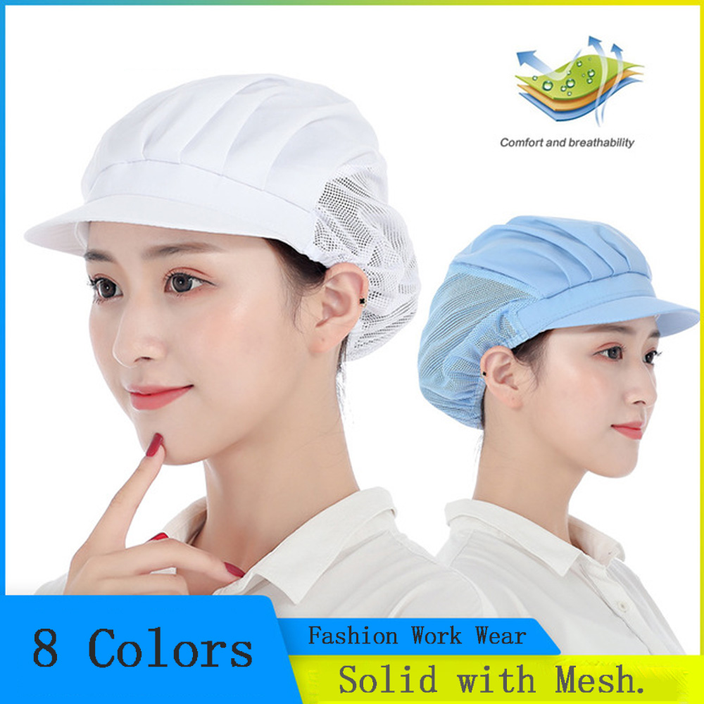 Mũ đầu bếp bằng vải lưới thiết kế màu trơn bắt mắt