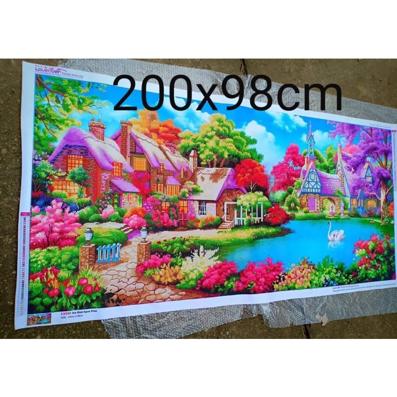 Tranh Đính Đá/Tranh Thêu Phong Cảnh Gia Đình Hạnh Phúc-Tổ Ấm Hạnh Phúc Lv241,Lv242,Lv3195