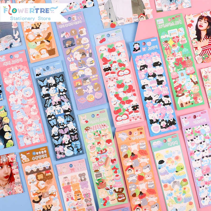 Flowertree 1 Sticker Hình Thú Cưng Trang Trí Scrapbook