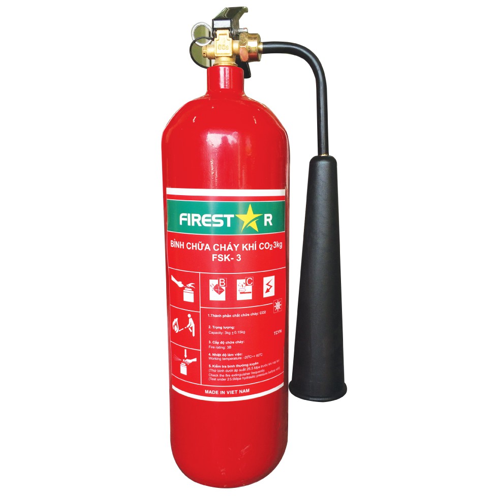 Bình chữa cháy Firestar khí CO2 3kg, FSK-3