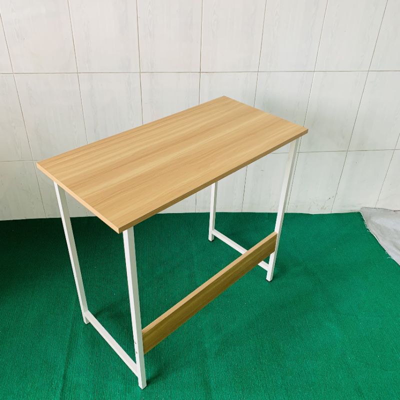 Bàn làm việc chữ U kiểu NHẬT BẢN hiện đại (R40*D80*C75CM) mặt gỗ MDF màu vàng vân gỗ sồi, chân sắt trắng tinh khôi