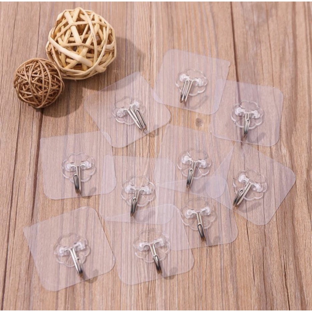 Móc dán tường- Miếng dán tường đa năng trong suốt siêu dính chịu lực tốt kích thước 6cm x 6cm